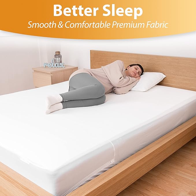 Waterproof Mattress Protector Full Size - 6-Sided Zippered Mattress Encasement, Breathable Fabric Cover, Machine Washable, Fits Full Mattress 54 x 75 Inches, Up to 16" Deep