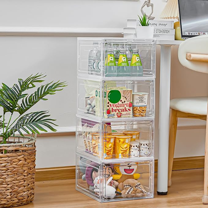 LXLXXL Storage Bins with Lids, 9 Pack Plastic Storage Containers with Magnetic Door, 19 Qt Stackable Clear Storage Box for Home, Office Organizing - Image 4