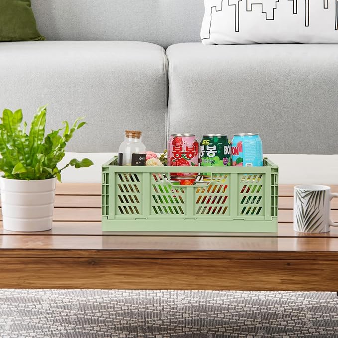 Plastic Drawer Organizer 4-Pack Collapsible Storage Boxes Crate Stackable Folding Basket Closet Containers Toy Organiser for Home Office Bedroom Kitchen Pull Out Under Bed- Colorful - Image 3