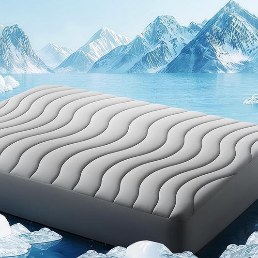 EASELAND Cooling Mattress Pad King Size for Hot Sleepers Pillow Top Mattress Cover Quilted Fitted Mattress Protector Breathable Mattress Topper with 8-21" Deep Pocket(78x80 Inches,Light Grey)