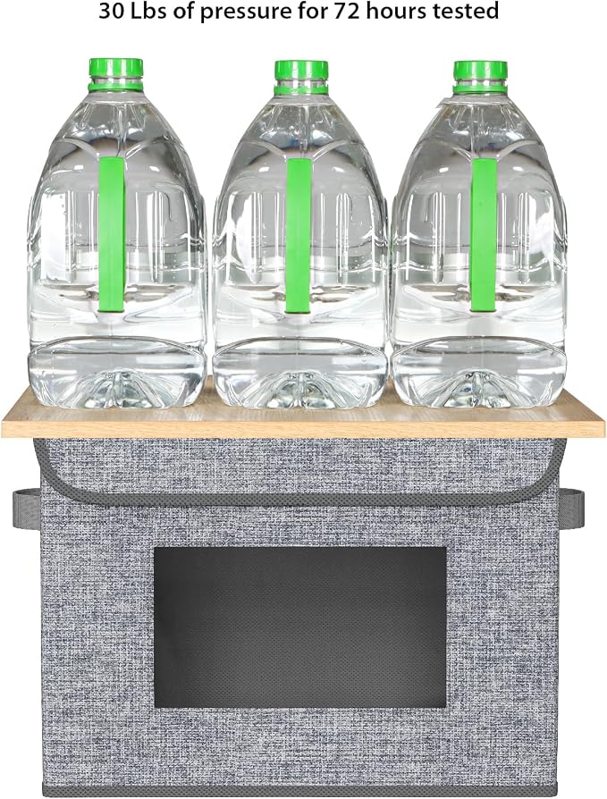 Univivi Fabric Foldable Storage Boxes [4-Pack] Large Collapsible Stackable Storage Bins with Lids, Closet Organizers and Storage Cube Basket for Home, Office, Bedroom (Grey, 17'' x 12'' x 12") - Image 3