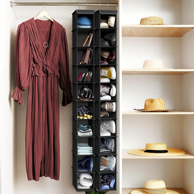 Simple Houseware 10 Shelves Closet Hanging Shoe Organizer, Black - Image 7