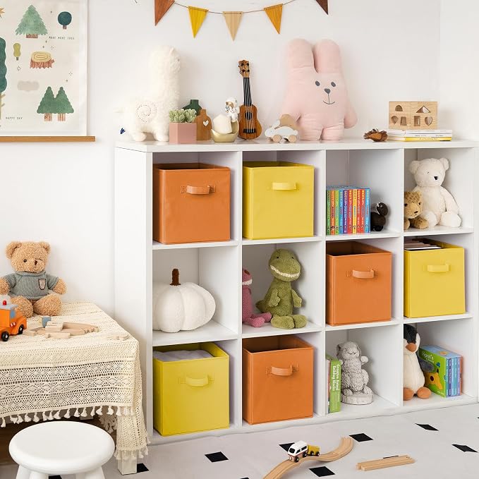 GRANNY SAYS 11 Inch Cube Storage Bins, Cube Storage Organizer, Fabric Storage Bins with Handle, Storage Cubes for Shelves, Closet, 3 Yellow & 3 Orange, 6-Pack - Image 2