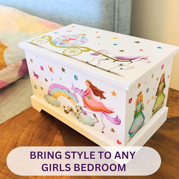 ABI + OLIE Kids Musical Jewelry Box for Girls 8-12 - Music Box for Girls - Princess Castle Unicorn Theme - Image 9
