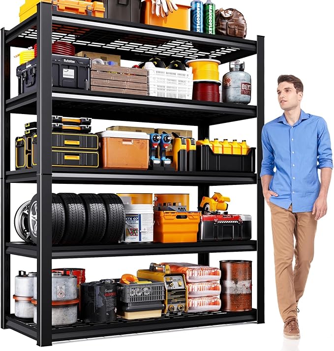 78" H Garage Shelving Heavy Duty Storage Shelves, 5-Tier Adjustable Metal Shelving Unit, Utility Garage Organizer Shelf for Basement, Pantry, Warehouse, Supermarket, 45.6" W x 19.7" D x 78" H by Unknown