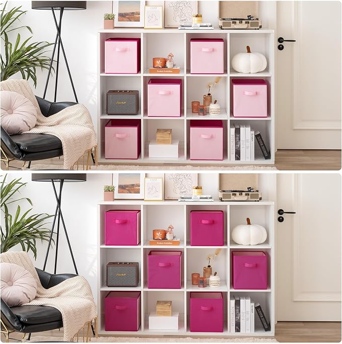GRANNY SAYS Cube Cute Storage Bins, 11 Inch Storage Cube Organizer, Collapsible Fabric Storage Cubes with Handle, Decorative Cube Storage Organizer for Shelves, Closet, Pink, 6-Pack - Image 4