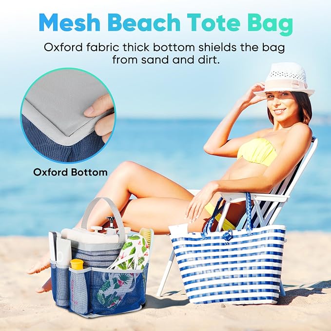 EUDELE Mesh Shower Caddy Portable for College Dorm Room Essentials,Shower Caddy Dorm with 8-Pocket Large Capacity for Beach,Swimming,Gym,Travel essentials - Image 5