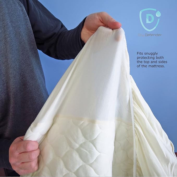Organic Cotton Waterproof Fitted Crib Pad - Natural Baby Crib Mattress Cover & Protector - Unbleached, Non-Toxic & Hypoallergenic (28" x 52" x 7")
