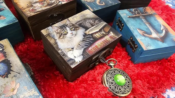 RK Collections Trinket Box Small Jewelry Keepsake Box | Trinket Box lovers Gift Idea, Animals Ornaments for Girls, Women, Gift Idea, Home Décor (Cat) - Image 2