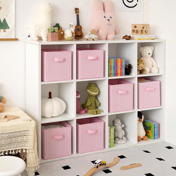 GRANNY SAYS Cube Storage Bins, 11 Inch 6 Pack Storage Cube Organizer, Foladble Fabric Storage Boxes with Handle, Decorative Clothing Storage Baskets for Shelves, Closet, Pink - Image 2