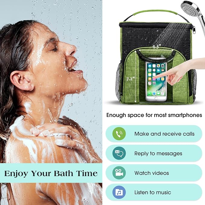 Attmu Portable Shower Caddy College Tote Bag, Quick Dry Hanging Toiletry Bag, Large Capacity Mesh Shower Caddy Portable for College Dorm Room Essentials for Boys and Girls for Bath Camping (Green) - Image 5