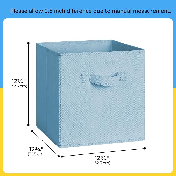 Cupic Cupid 13 Inch Storage Cube, Fabric Cube Storage Bin with Handles, Storage Cube Organizer for Clothes and Toys, Collapsible Cube Bins for Closet, Shelves, Nursery, 6-Pack, Pastel Colors - Image 2