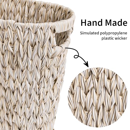 GRANNY SAYS Wicker Trash Can, Waterproof Bathroom Trash Can, Wicker Waste Basket for Bathroom, Decorative Boho Waste Basket for Bedroom, Office, 19 Liters/5 Gallons - Image 4