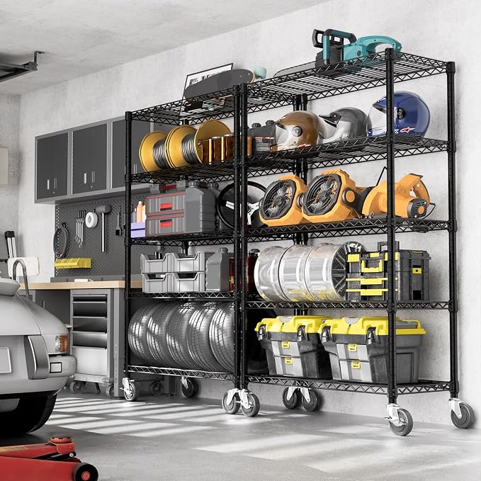 M MZG 5-Shelf Storage Shelves,Wire Shelving Heavy Duty Metal Storage Shelving Unit Adjustable Garage Shelving Rack Pantry Kitchen (Black, 5 Tier,17.7" D x 47.2" W x 76.7" H) - Image 6
