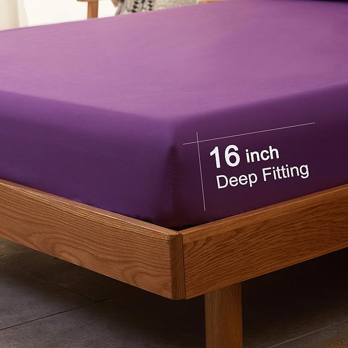 SONORO KATE Bed Sheet Set Super Soft Microfiber 1800 Thread Count Luxury Egyptian Sheets 18-Inch Deep Pocket Wrinkle and Hypoallergenic-4 Piece(Full Purple)