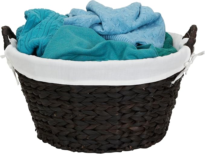 Household Essentials Round Wicker Laundry Basket with Handles, Whimsical Water Hyacinth Basket, Supportive Metal Frame, Removable Polyester Liner, Handwoven, Well-Structured and Versatile, Natural - Image 9