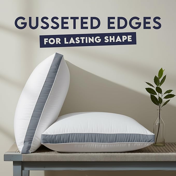 Utopia Bedding Bed Pillows for Sleeping King Size (Grey), Set of 2, Soft & Fluffy Pillow with Down Alternative Filling, Cooling, Hotel Quality, Gusseted Pillow for Back, Stomach or Side Sleepers