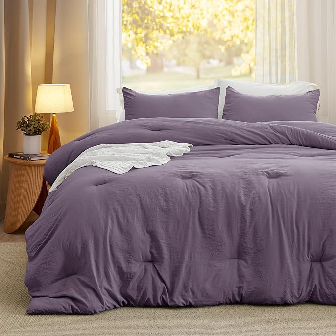 Bedsure Twin/Twin XL Comforter Set, Grayish Purple Soft Prewashed Bedding for All Seasons, 2 Pieces GentleSoft™ Bed Set, 1 Lightweight Comforter (68"x88") and 1 Pillowcase (20"x26")