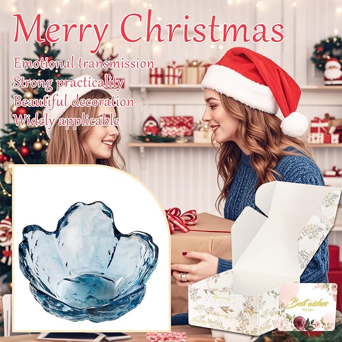 Binoster Blue Flower Glass Ring Dish Jewelry Tray Ring Holder Dish Cute Room Decor Vanity Organizer for Nightstand or Bathroom Aesthetic Trinket Dish Gift for Wife Mom Daughter - Image 7
