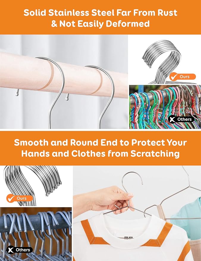 Baby Hangers, 50 Pack Stainless Steel 12.6 Inch Heavy Duty Non-Slip Space Saving Coat Hangers for Kids Children Toddler Clothes - Image 3