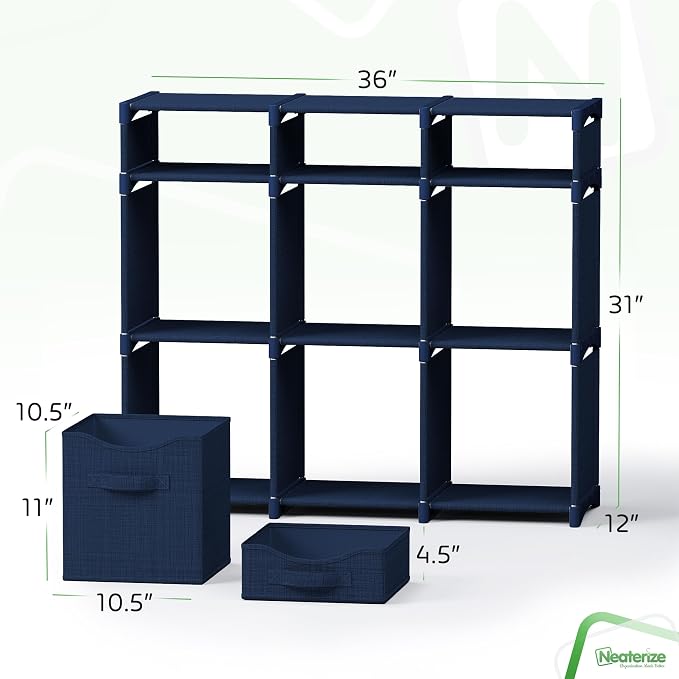Cube Storage Organizer with Storage Bins Included - The Perfect Closet Organizers and Storage Solution. Includes 9 Storage Cubes, Great For Toy Storage, Closet Storage, Clothes Storage (Navy) - Image 2