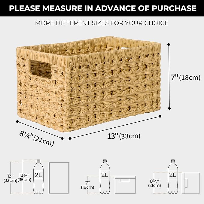 GRANNY SAYS Wicker Storage Baskets, Woven Baskets for Shelves, Waterproof Baskets for Organizing, Wicker Baskets with Handles, 2-Pack - Image 3