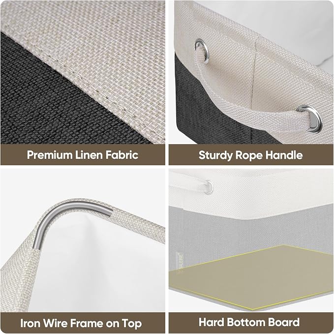 BALEINE 1 Pack Fabric Closet Storage Bins for Shelves, Linen Closet Organizers and Storage, Decorative Baskets for Organizing, Shelf, Clothes, Home, Office (Black, 15''x11''x9.5'') - Image 4