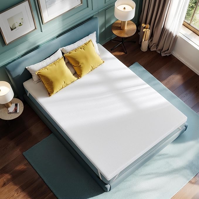 SyMax Memory Foam Mattress Topper, Gel Infused Foam Topper, Breathable Bed Topper with Cover, Pressure Relieving, CertiPUR-US Certified, 3 Inch(White Cover), Full Size