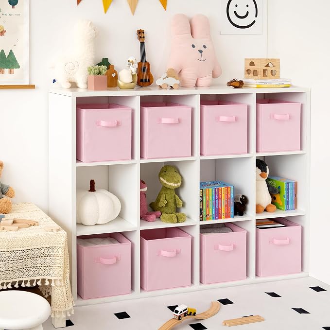 GRANNY SAYS Cube Storage Bins, 11 Inch Storage Cube Organizer, Collapsible Fabric Storage Cubes with Handle, Decorative Cube Storage Organizer for Shelves, Closet, Pink, 8-Pack - Image 2