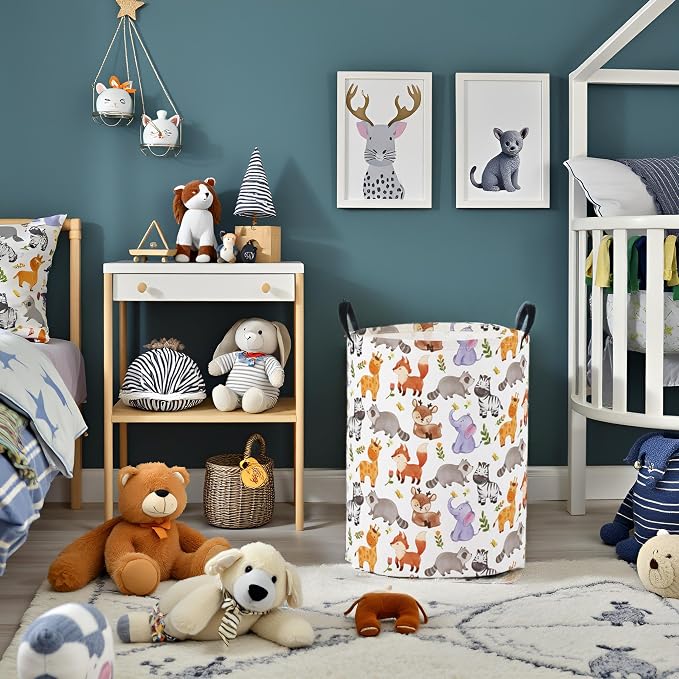 Baby Laundry Basket Baby Nursery Hamper Kids Laundry Basket Toy Storage Bin for Boys Room Decor Gift Baskets for Bedroom Bathroom(Animal) - Image 5