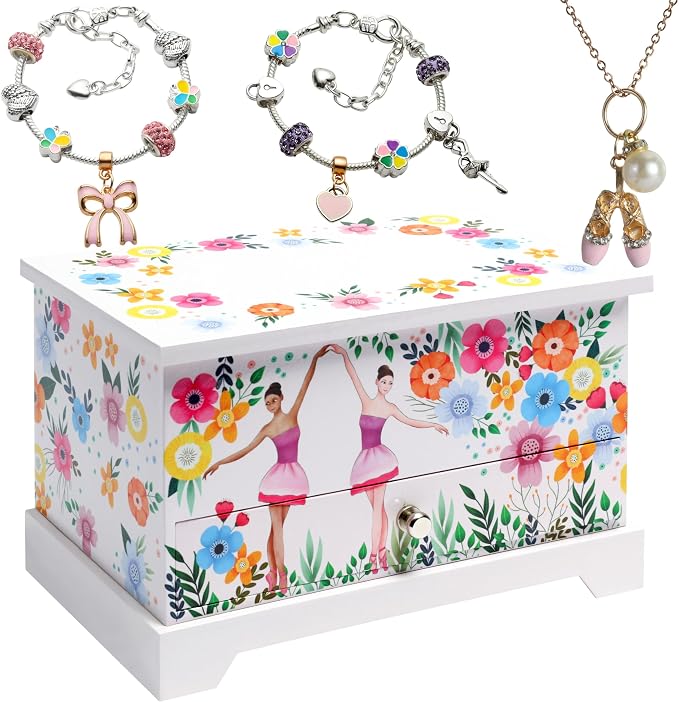ABI + OLIE Ballerina Jewelry Box for Girls, Musical Jewelry Box, Kids Music Boxes - Perfect Dance Recital & Birthday Gifts for Girls 4-6 and 6-12 by ABIOLIE