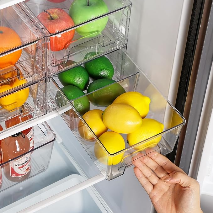 Vtopmart 6 Pack Stackable Storage Drawers,Clear Acrylic Drawer Organizers with Handles, Easily Assemble Containers for Fridge, Bathroom,Kitchen Undersink,Cabinet,Pantry Organization and Storage - Image 6
