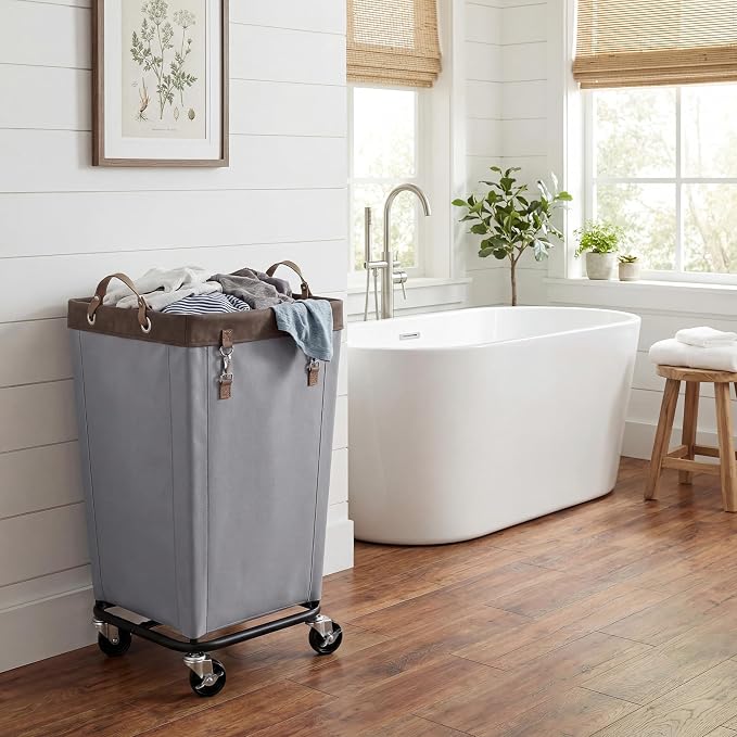 StorageWorks 160L Laundry Basket with Wheels, Large Rolling Hampers for Clothing Organizer, Dirty Clothes Basket for Hotel, Home, Closet, Dorm, Light Grey - Image 6