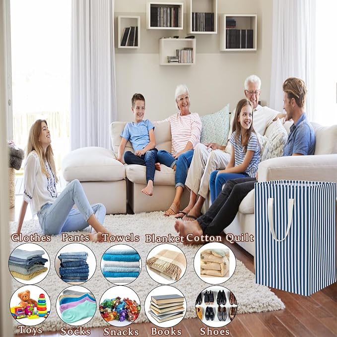 Waterproof Laundry Hamper 75L Collapsible Laundry Basket Extended Cotton Handle Laundry Bag Large Clothes Storage Toy Organization for Bathroom Bedroom Laundryroom College Dorms - Image 5