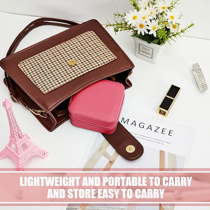 Taiyin Travel Jewelry Case, Bridesmaid Gifts Mini Jewelry Organizer, PU Leather Portable Earring Box for Women Girls - Image 4