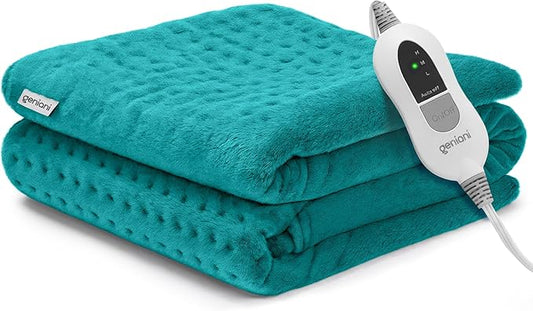 GENIANI Electric Heating Pad for Back Pain & Cramps Relief, Electric Throw, Auto Shut Off, Machine Washable, Moist Heat Pad for Neck & Shoulder, 12x24 Viridian Green