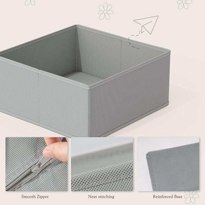 Criusia Drawer Organizers 18-Piece Set, Dresser Organizer for Baby Clothes, Foldable Closet Storage & Drawer Dividers for Underwear, Socks, Nursery (Gray) - Image 4