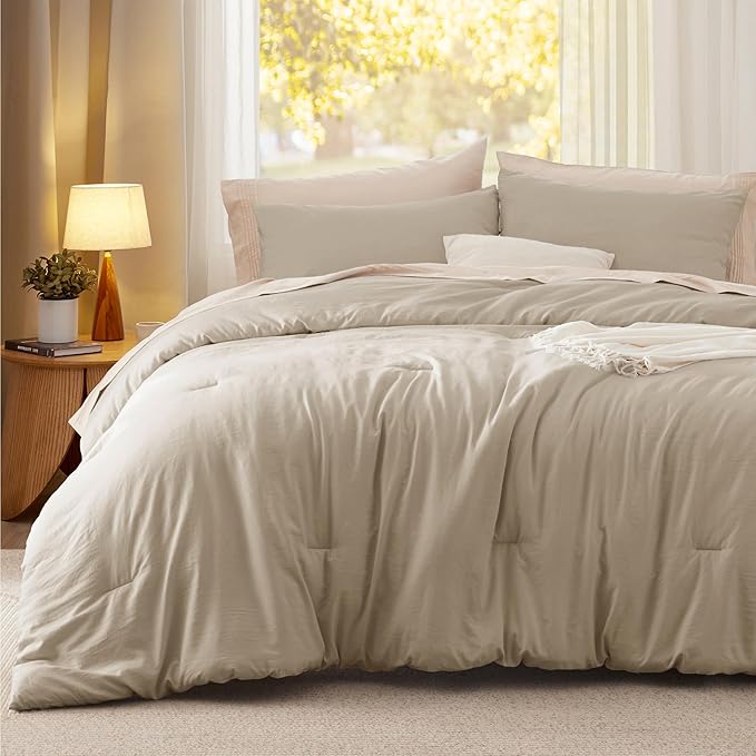Bedsure California King Comforter Set, Sand Soft Prewashed Bedding for All Seasons, 3 Pieces GentleSoft™ Bed Set, 1 Lightweight Comforter (104"x96") and 2 Pillowcases (20"x36")