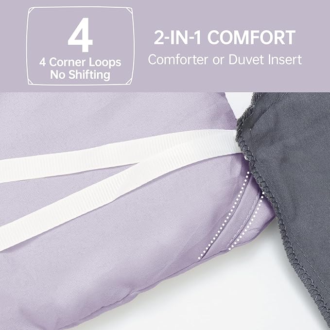 MUXHOMO Queen Comforter Set, All Season Ultra Soft Down Alternative Bedding - 3 Piece Lightweight Bed Set Includes 1 Comforter (90"x90") and 2 Pillow Shams (20"x26"), Lavender