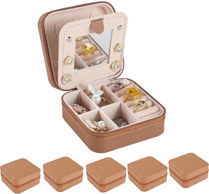 KElofoN Travel jewelry case Travel jewelry box Travel Jewelry Organizer Small Jewelry Organizer Box for Girls Women with Mirror (5-coffee) by KElofoN
