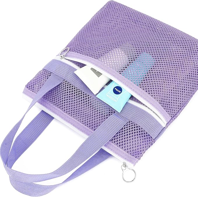 Fammart Mesh Shower Caddy Portable with Zipper & 2 Pockets - Quick Dry Shower Caddy Hanging for Travel Gym Camp Beach - Organizer Bag Bathroom Essentials for College Dorm - Image 8