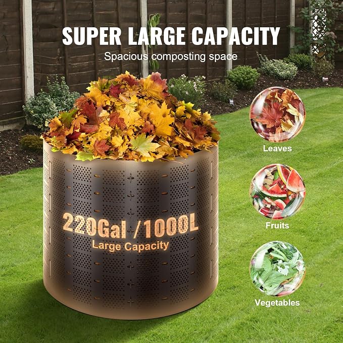 VEVOR Compost Bin 220 Gallon, Outdoor Expandable Composter, Easy to Setup & Large Capacity Composting Bin, Fast Creation of Fertile Soil - Image 3