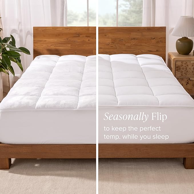 Bare Home King Microplush Mattress Topper - Pillow Top Reversible - Soft Mattress Cover - Dual Sided All-Season - 8" to 24" Deep Pocket - Fitted Cover - Plush Mattress Pad (King)