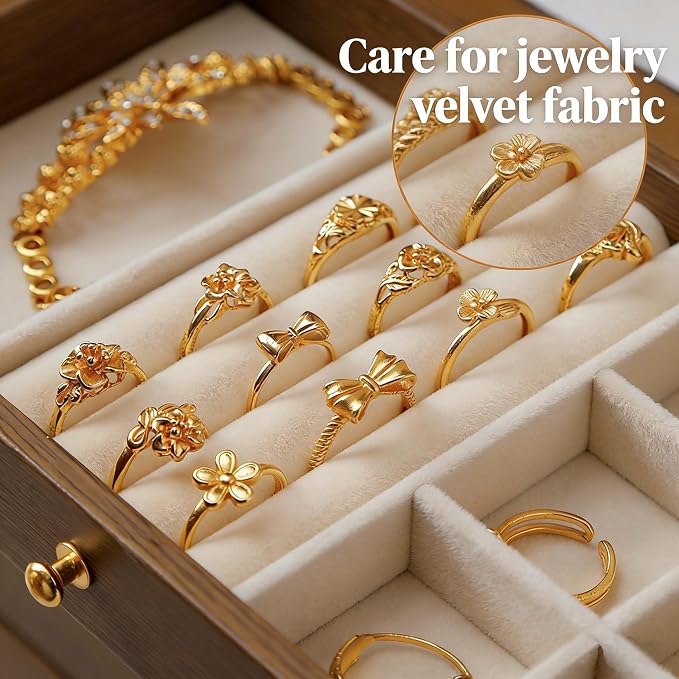 Wooden Jewelry Box Organizers and Storage for Girls Women 6 Drawers Multi-Layer Storage Case for Rings Earrings Necklaces Bracelets Vintage Box - Image 6