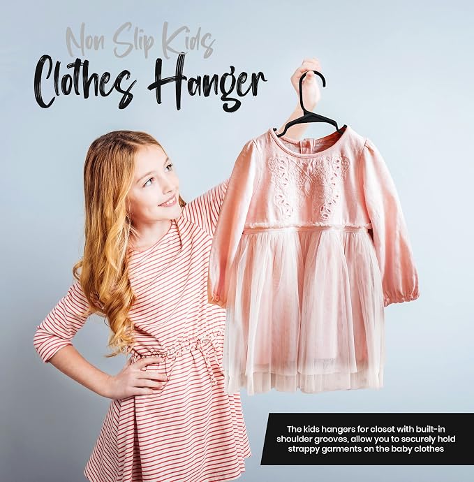 Utopia Home Kids Hangers 100 Pack - Plastic Baby Hangers for Closet - Childrens Hanger for Clothes & Infant Hanger for Closet - for Everyday Standard Use (Black) - Image 3