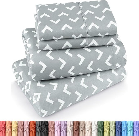 Utopia Bedding Queen Sheet Set, Soft Microfiber 4 Piece Bed Sheets with 15" Deep Pocket - Easy Care Brushed Microfiber (Arrows - White)
