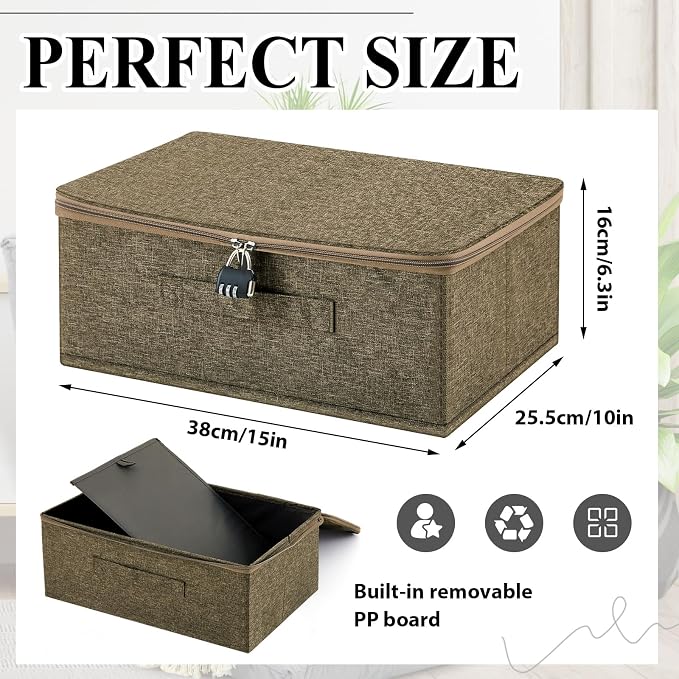 Briwooody Discreet Lockable Toy Bag Storage Organizer Toy Bag Storage Bins Case with Zipper Lid for Women and Men Clothes Container(Coffee,15 x 10 x 6.3 Inch) - Image 2