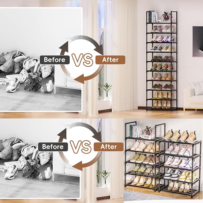 OYREL Shoe Rack, Sturdy Metal Shoe Rack Organizer,Narrow Shoe Racks for Closets,Shoes Rack,Shoe Stand,Shoe Shelf - Image 4
