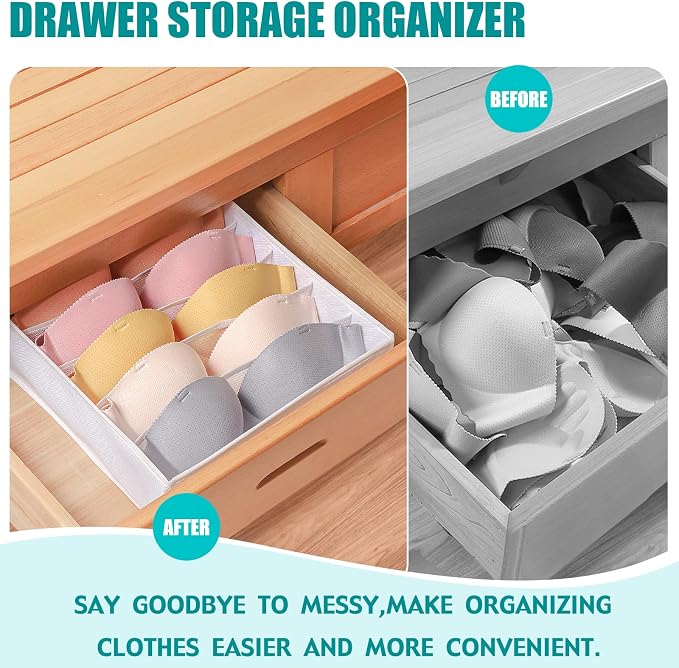 Bra Storage Drawers Organizer for Clothing Underwear Drawer Organizer Dividers Foldable Storage Cube Bins for Bra,Socks, Underwear,3 Pack （White） - Image 3