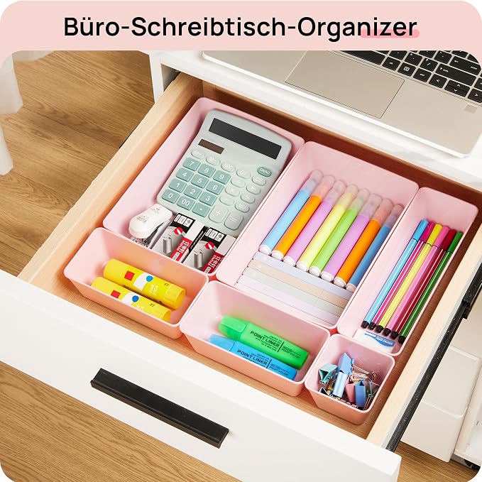 Vtopmart 25 PCS Plastic Drawer Organizers Set, 4-Size Versatile Bathroom and Vanity Drawer Organizer Trays, Storage Bins for Makeup, Bedroom, Kitchen Gadgets Utensils and Office - Image 6